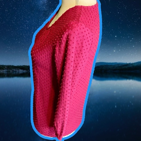 NWT J. Crew Factory Magenta ‘Poet-Sleeve Clip-Dot’ Top Size XXS - Picture 5 of 12